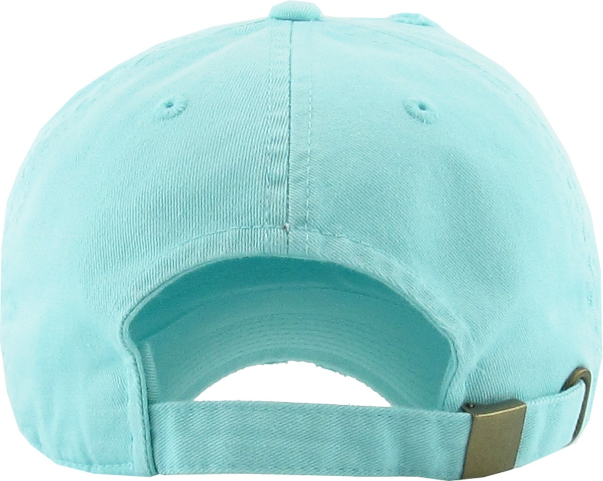 Diamond Blue Distressed Vintage Baseball Cap Back View